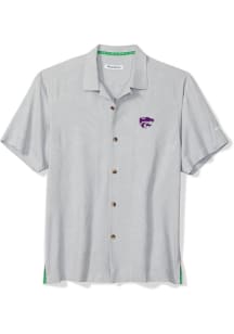 Mens K-State Wildcats Grey Tommy Bahama The Big Score Football Short Sleeve Dress Shirt