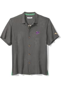 Mens K-State Wildcats Charcoal Tommy Bahama Catch of the Day Football Short Sleeve Dress Shirt