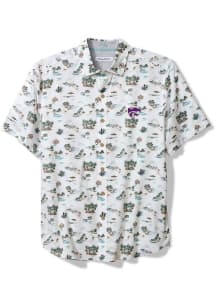 Mens K-State Wildcats White Tommy Bahama Surf Villa Camp Short Sleeve Dress Shirt