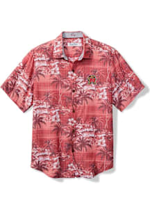 Tommy Bahama Maryland Terrapins Mens Red Coconut Point Isla Palmetta Short Sleeve Dress Shirt