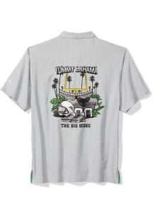 Mens Michigan State Spartans Grey Tommy Bahama The Big Score Football Short Sleeve Dress Shirt