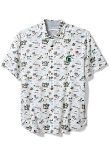 Tommy Bahama Michigan State Spartans Mens White Surf Villa Camp Short Sleeve Dress Shirt