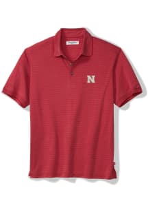 Mens Nebraska Cornhuskers Red Tommy Bahama Bay Stripe Short Sleeve Fashion Polo