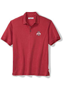 Tommy Bahama Ohio State Buckeyes Mens Red Bay Stripe Short Sleeve Fashion Polo