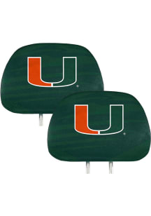 Miami Hurricanes Printed Auto Head Rest Cover - Green