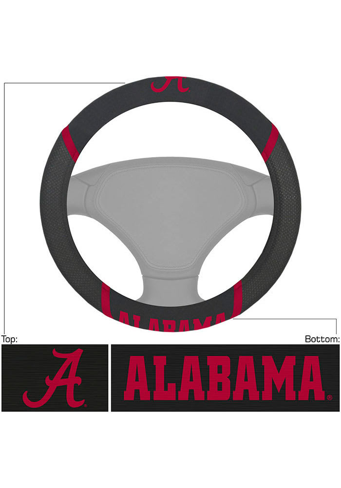NCAA Alabama Crimson Tide Car Interior Set – Front & Back Floor Mats + Steering Wheel Cover