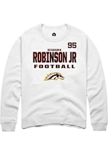 DeShawn Robinson Jr Western Michigan Broncos Mens White Football NIL Stacked Box Player Crew