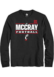 CJ McCray Cincinnati Bearcats Black NIL Stacked Box Long Sleeve Player T Shirt