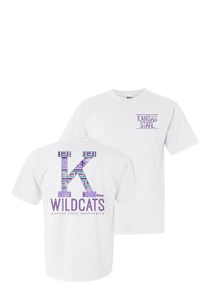 K-State Wildcats Juniors White Aztec K Short Sleeve Unisex Tee