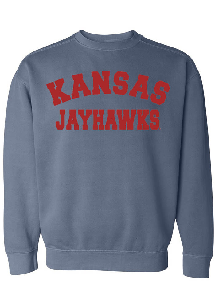 Kansas Jayhawks Womens Blue Simple Crew Sweatshirt