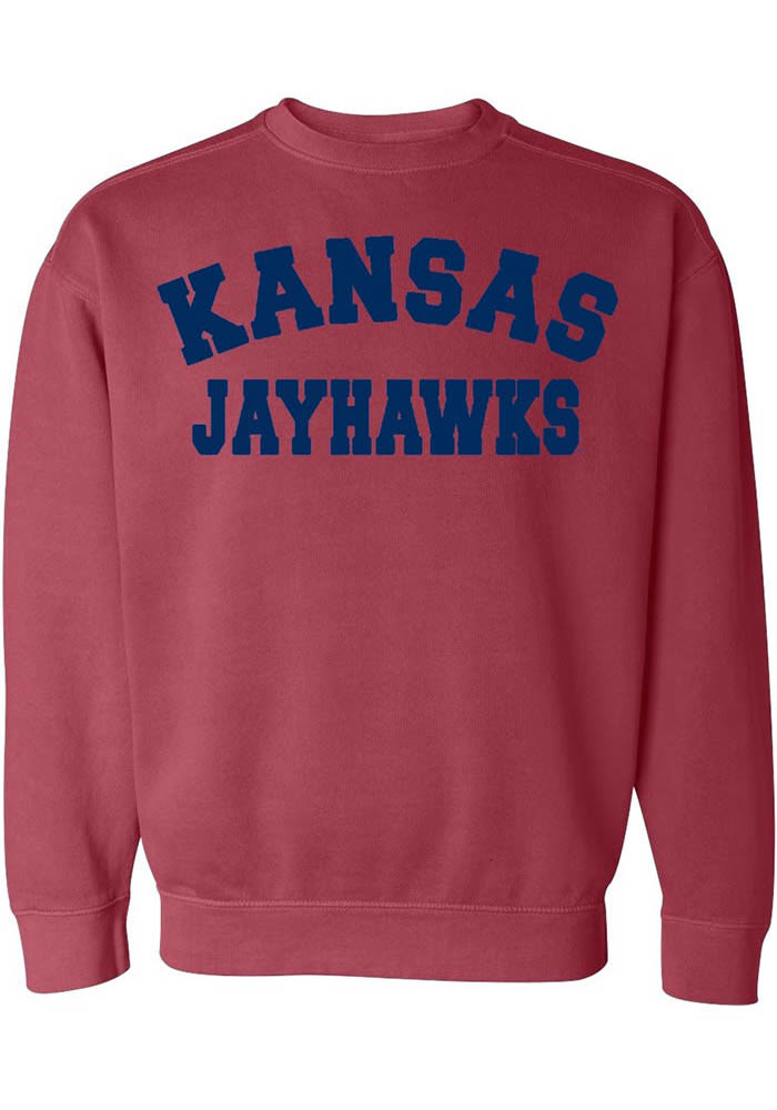 Kansas Jayhawks Womens Crimson Simple Crew Sweatshirt