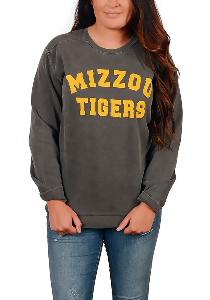Missouri Tigers Womens Charcoal Simple Crew Sweatshirt
