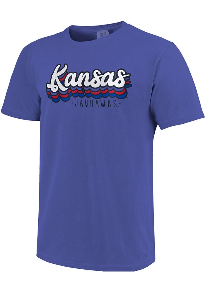 Kansas Jayhawks Womens Blue Comfort Colors Short Sleeve T-Shirt