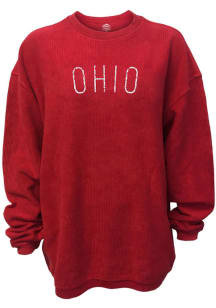 Ohio Womens Red Long Sleeve Corded Crew Sweatshirt