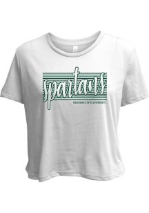 Michigan State Spartans Womens White Blair Flowy Cropped Short Sleeve T-Shirt