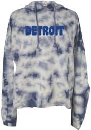 Detroit Womens Blue Tie Dye Long Sleeve Hood Sweatshirt