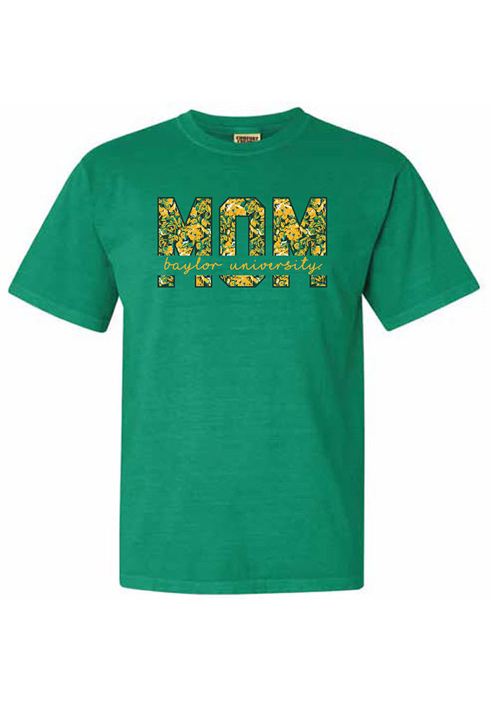 Baylor Bears Womens Green Floral Mom Short Sleeve T-Shirt