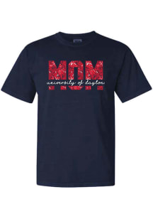 Dayton Flyers Womens Navy Blue Floral Mom Short Sleeve T-Shirt