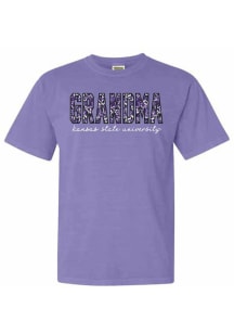 K-State Wildcats Womens Purple Floral Grandma Short Sleeve T-Shirt