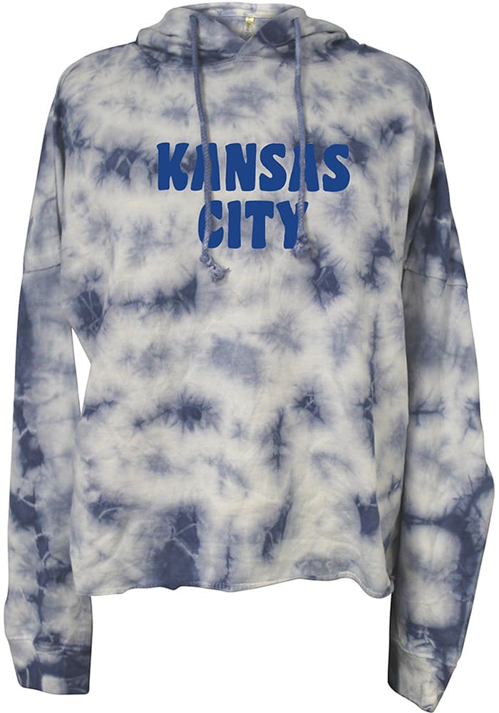 Kansas City Womens Blue Tie Dye Long Sleeve Hood Sweatshirt