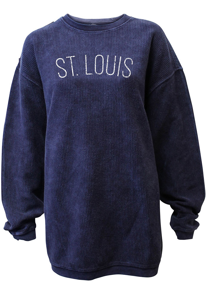 St. Louis Womens Navy Blue Long Sleeve Corded Crew Sweatshirt