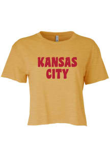 Kansas City Women's Gold Wordmark Cropped Short Sleeve T Shirt