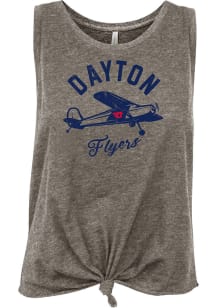 Dayton Flyers Womens Grey Reese Front Knotted Tank Top
