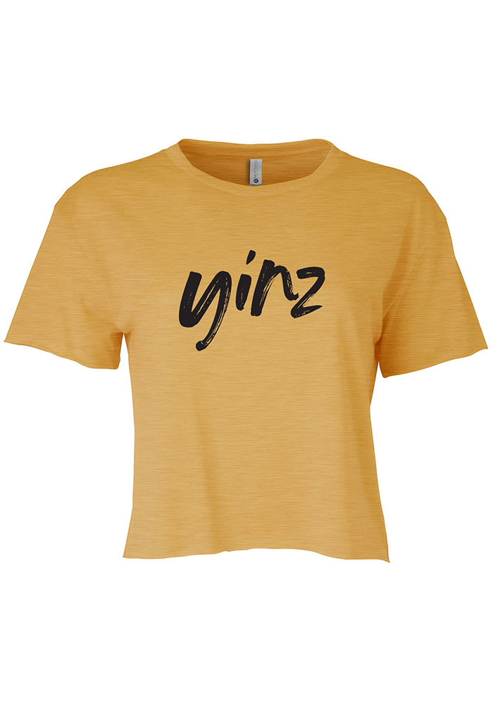 Pittsburgh Women's Gold Yinz Cropped Short Sleeve T-Shirt