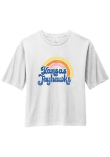 Kansas Jayhawks Womens White Rainbow Short Sleeve T-Shirt