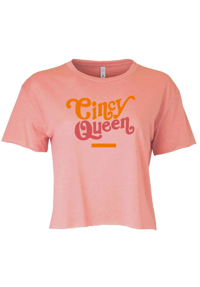 Cincinnati Women's Desert Pink Cincy Queen Cropped Short Sleeve T-Shirt