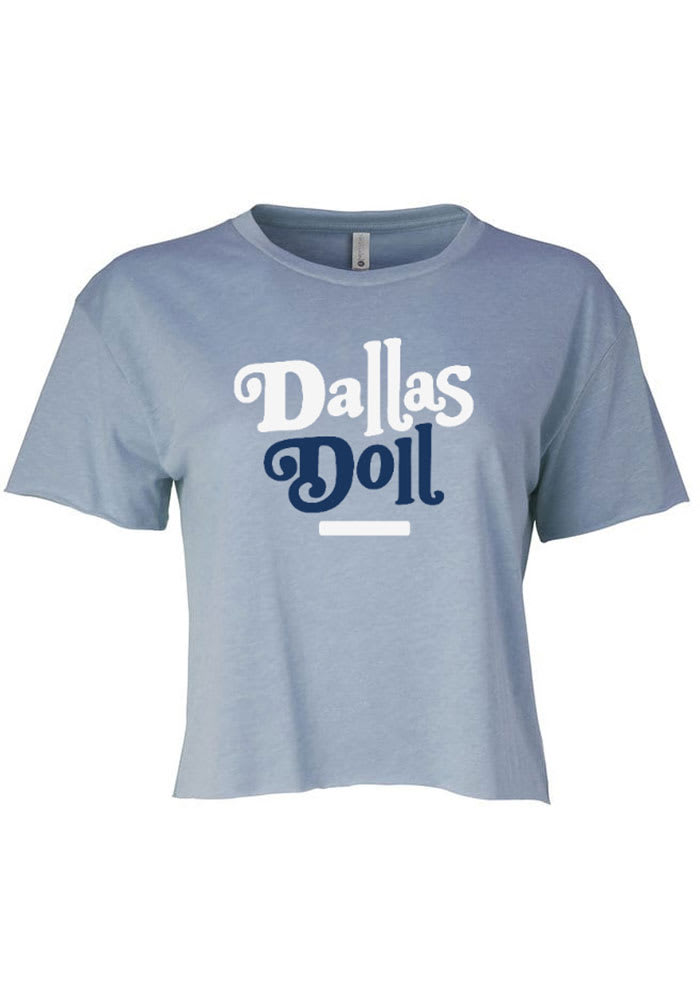 Dallas Women's Stonewash Denim Doll Cropped Short Sleeve T-Shirt