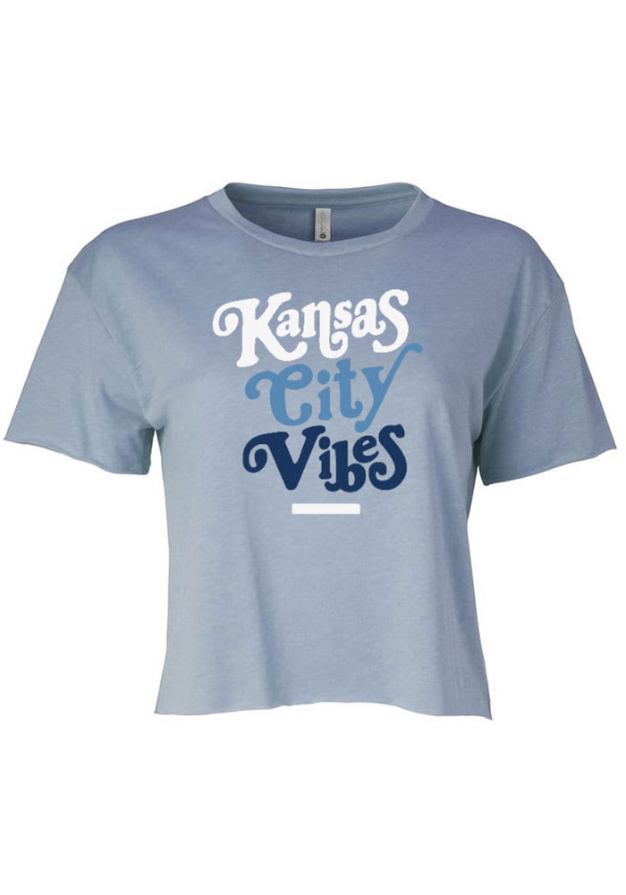 Kansas City Women's Stonewash Denim KC Vibes Cropped Short Sleeve T-Shirt