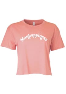 Manhattan Women's Desert Pink Manhappiness Cropped Short Sleeve T-Shirt
