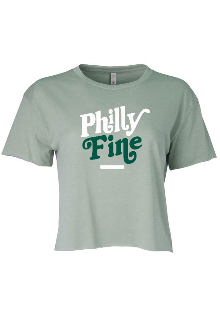 Philadelphia Women's Stonewash Green Philly Fine Cropped Short Sleeve T-Shirt