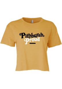 Pittsburgh Women's Gold Proud Cropped Short Sleeve T-Shirt