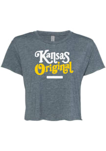 Kansas Women's Denim Original Cropped Short Sleeve T-Shirt