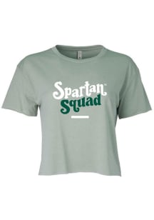 Michigan State Spartans Womens Green Attitude Crop Short Sleeve T-Shirt