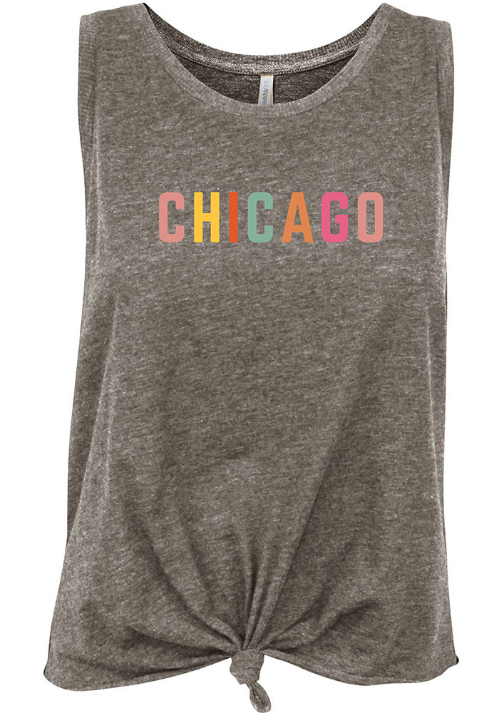 Chicago Women's Grey Heather Multi Color Wordmark Tank Top