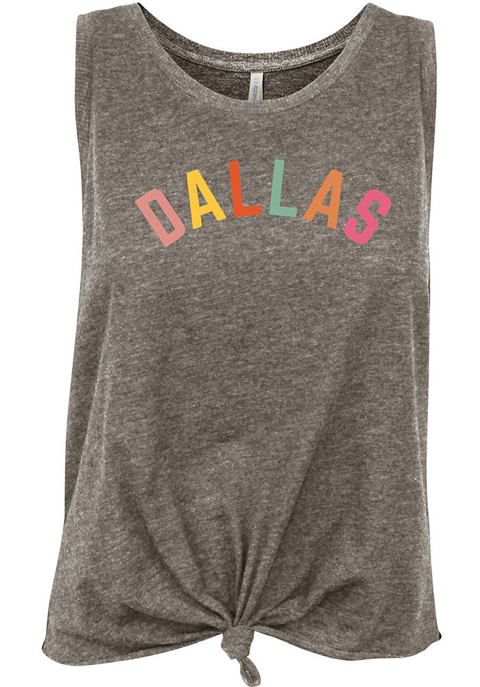 Dallas Women's Grey Heather Multi Color Wordmark Tank Top
