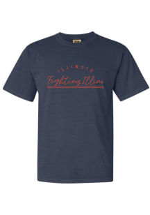 Illinois Fighting Illini Womens Navy Blue New Basic Short Sleeve T-Shirt
