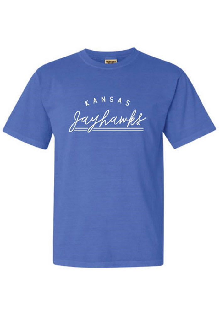 Kansas Jayhawks Womens Blue New Basic Short Sleeve T-Shirt