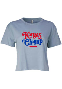 Kansas Jayhawks Womens Light Blue Attitude Short Sleeve T-Shirt