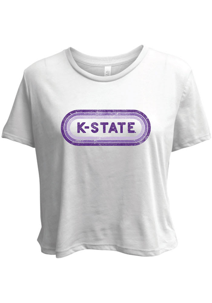 K-State Wildcats Womens White Ombre Oval Short Sleeve T-Shirt