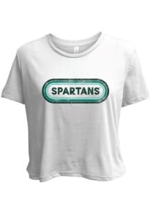 Michigan State Spartans Womens White Ombre Oval Short Sleeve T-Shirt