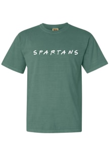 Michigan State Spartans Womens Green Wordmark Dots Short Sleeve T-Shirt