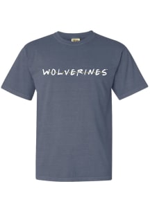 Michigan Wolverines Womens Navy Blue Wordmark Dots Short Sleeve T-Shirt
