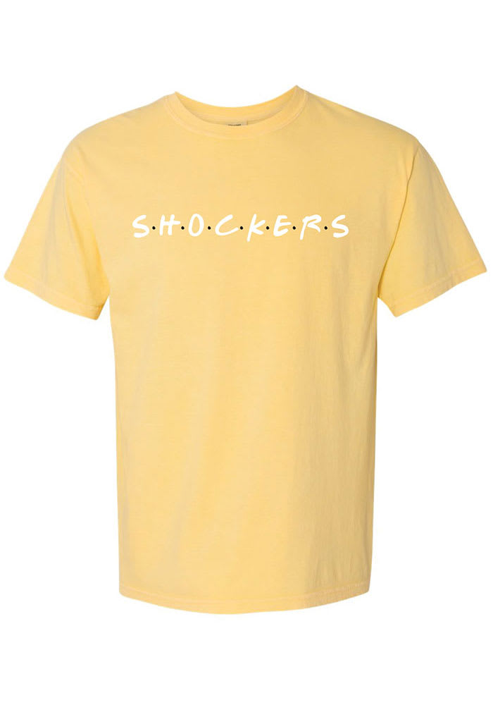 Wichita State Shockers Womens Yellow Wordmark Dots Short Sleeve T-Shirt