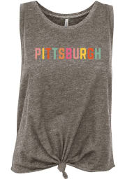 Pittsburgh Women's Grey Heather Multi Color Wordmark Tank Top