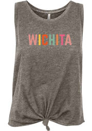 Wichita Women's Grey Heather Multi Color Wordmark Tank Top