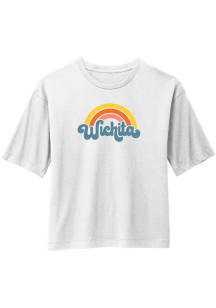 Wichita Women's Rainbow Cropped Short Sleeve T-Shirt - White